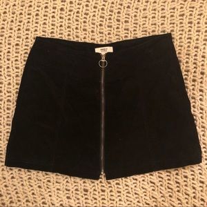 Black Corduroy Zip-Up Skirt